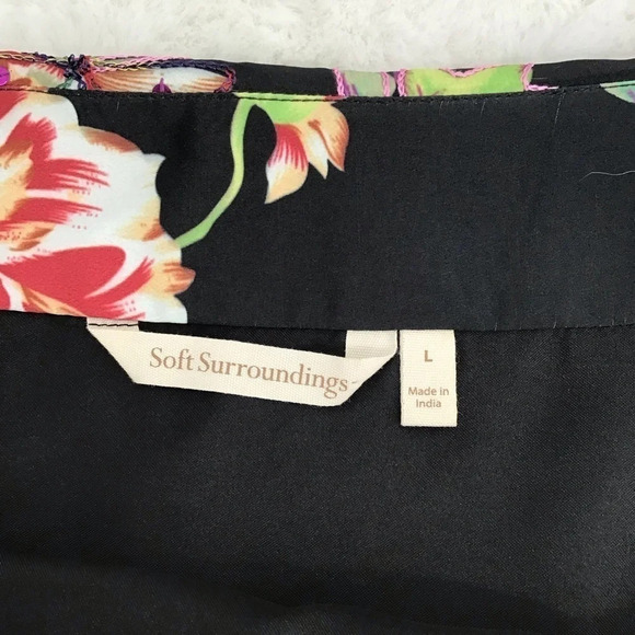 Soft Surroundings Embroidered Sequined Floral Print Straight Skirt Size L - Picture 7 of 8